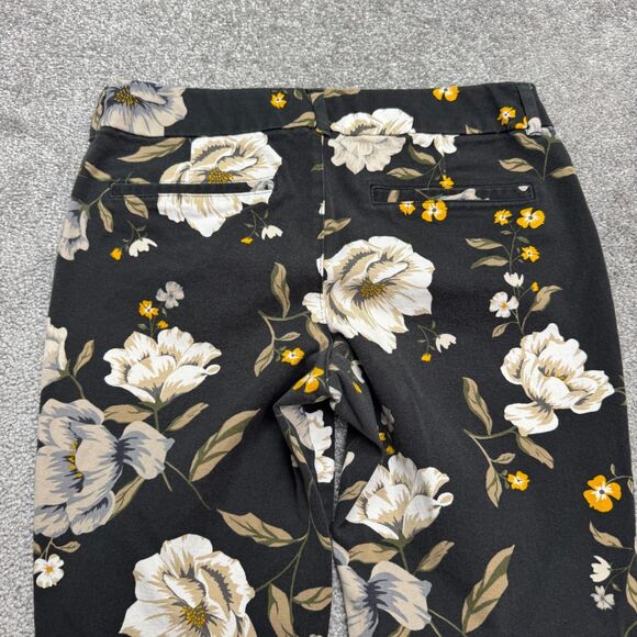 Old Navy Pixie Slim Fit Cropped Pants Womens 6 Gray Floral Mid Rise Casual 30x25 - Picture 4 of 12
